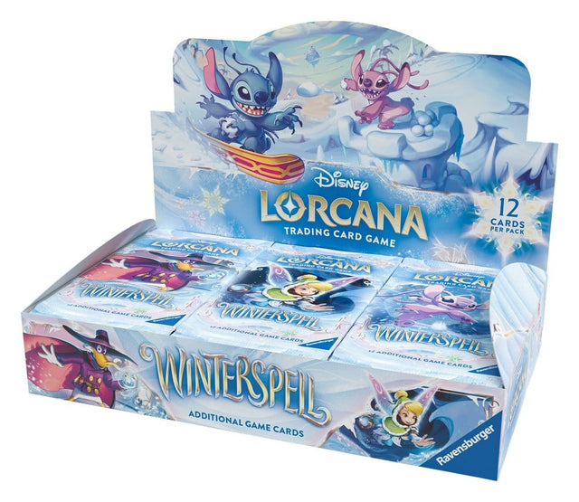 Disney Lorcana Winterspell booster display box with trading card packs