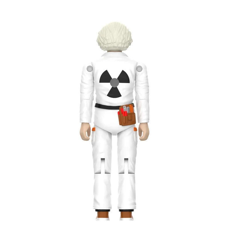Doc Brown '85 ReAction+ figure rear view with radiation suit