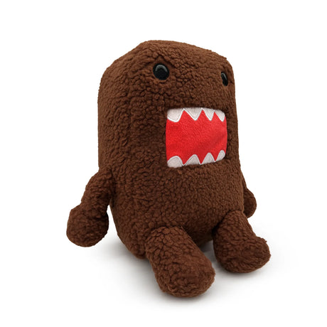 Domo-Kun plush angled side view showing textured brown fabric