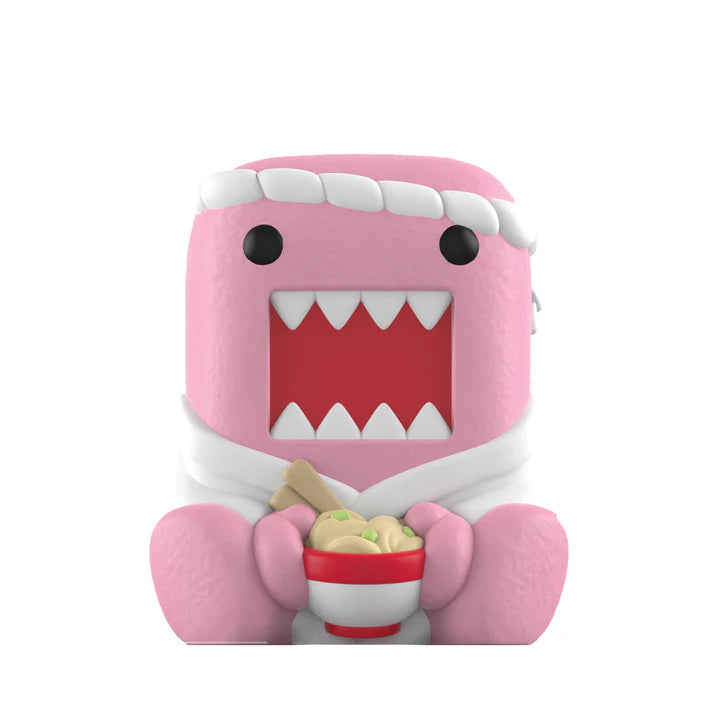 Light pink sitting Domo ramen figure from Domo Rokimoto blind cup collection