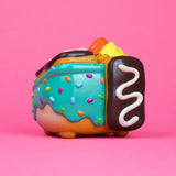 Frosted green dumpster vinyl figure with colorful sprinkles