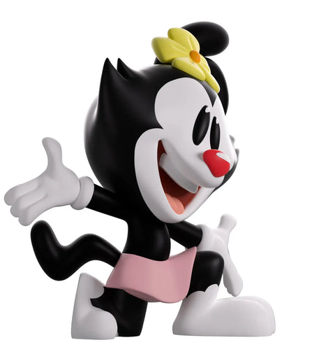 Dot Animaniacs Youtooz figure angled side view showing pink skirt and playful pose