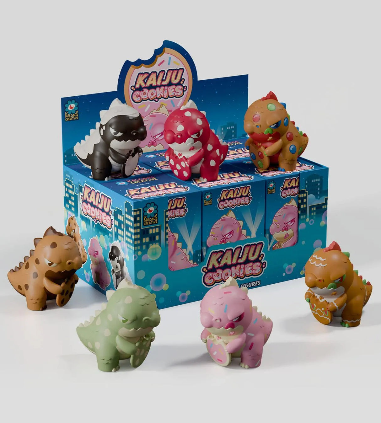 Dread Friends Blind Box display with cookie kaiju collectible figures