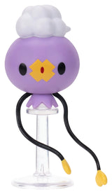 Front view of the Drifloon Pokémon Battle Figure on clear display stand.