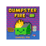 dumpster fire 8 bit enamel pin pixel art retro gaming design 100% soft