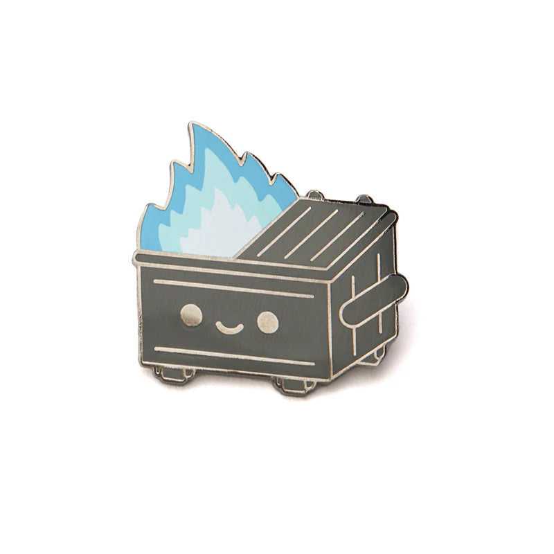 dumpster fire frosty smog enamel pin black dumpster blue flame cute design