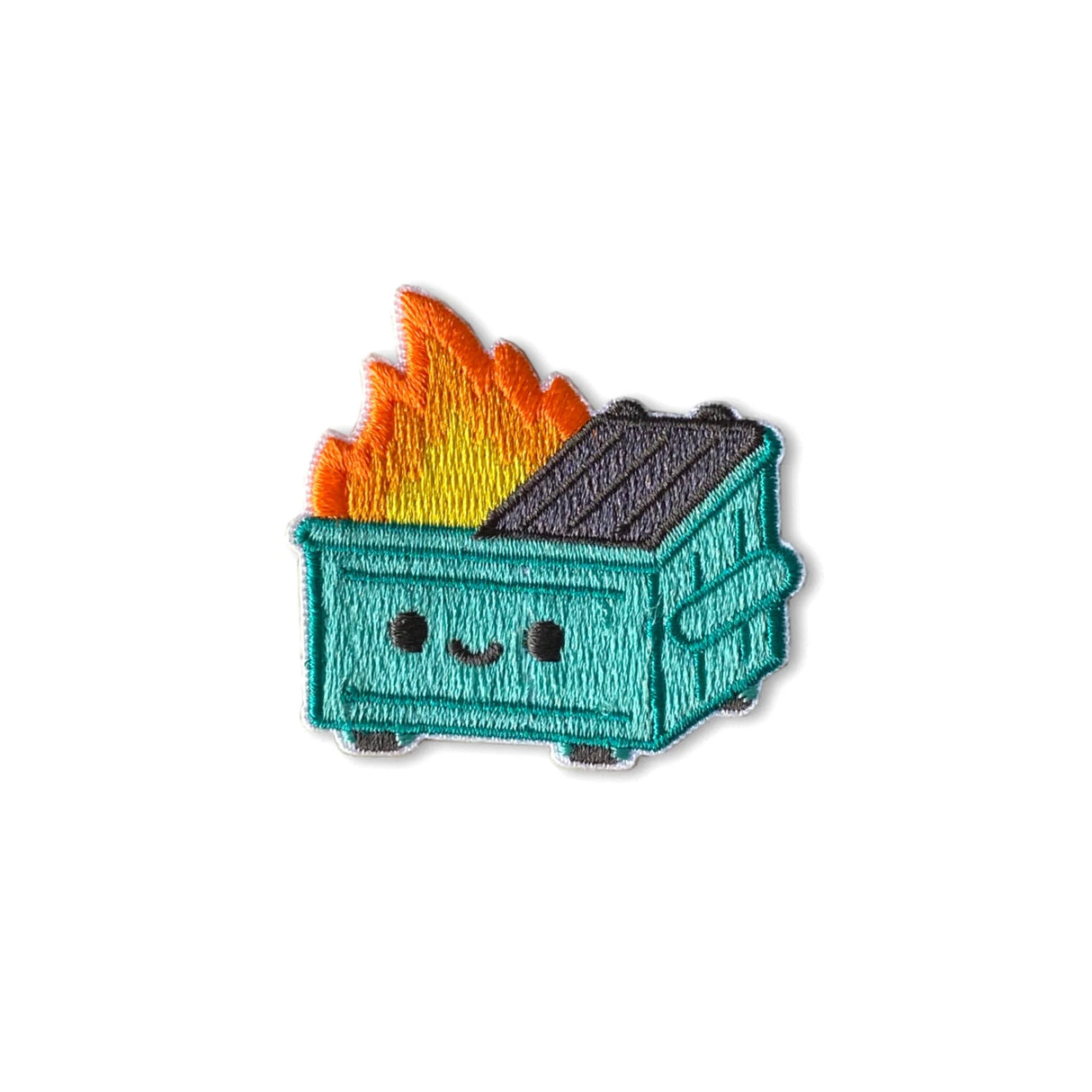 dumpster fire sticker patch embroidered cute dumpster with flames 100% soft