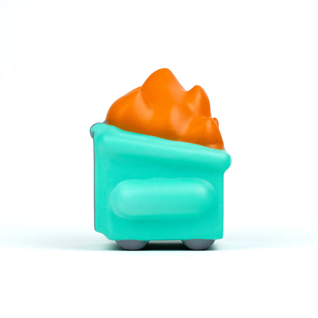 Dumpster Fire stress squishy side profile highlighting soft foam texture