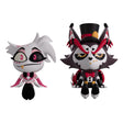 Angel Dust and Husk Hazbin Hotel Monitor Buddiez vinyl figures sitting side by side