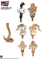 Worm Body & Heads Pack showing 6 heads and worm accessory