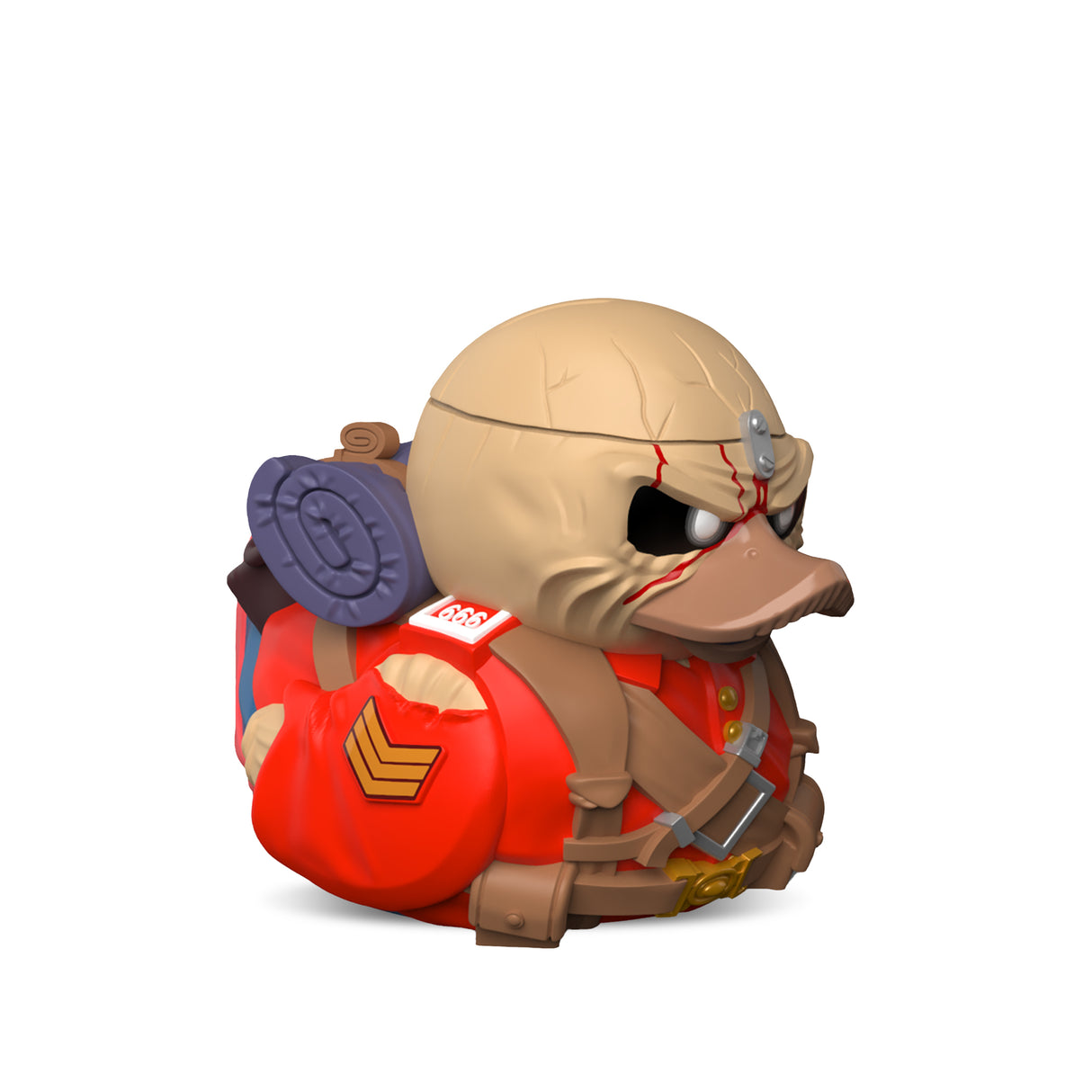 Eddie The Trooper Mini TUBBZ figure right side view showing uniform and backpack.