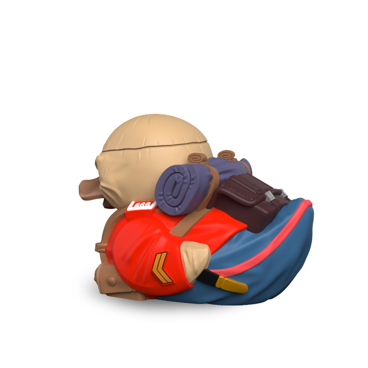 Back view of Eddie The Trooper Mini TUBBZ showing backpack and uniform details.