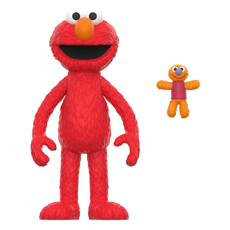 Elmo ReAction figure by Super7 in 3.75-inch scale with Baby David mini figure accessory.