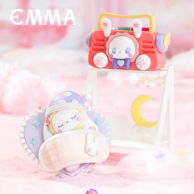 Sweet Dreams Emma asleep with eye mask and Soul Sound Emma as a retro boombox design from the Love Dopamine collection.