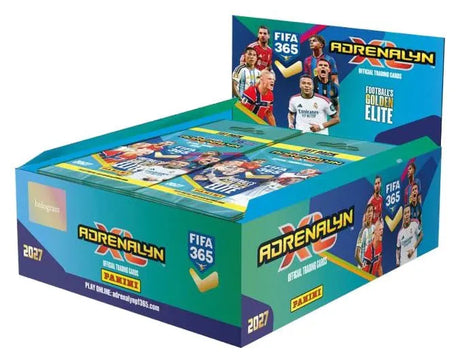 Panini FIFA 365 Adrenalyn XL 2027 Fat Pack display box containing 10 packs with 26 collectible football trading cards each