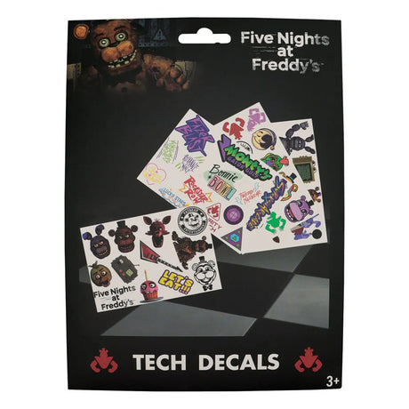 Front packaging of the Five Nights at Freddy's Tech Sticker Pack displaying reusable FNaF decals and character artwork