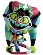 Close-up of Fizz Youtooz Helluva Boss vinyl figure showing glowing green eyes and heart forehead detail