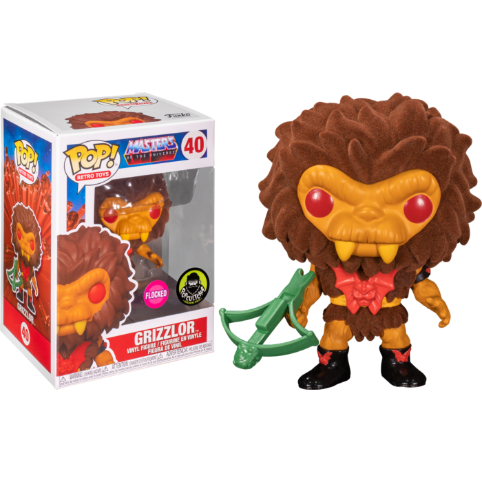 Grizzlor Flocked Funko Pop Vinyl Retro Toys Masters of the Universe Popcultcha Exclusive box and figure
