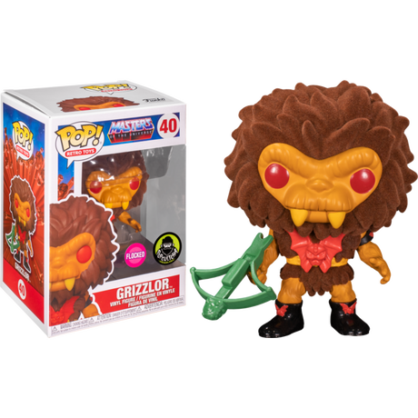 Grizzlor Flocked Funko Pop Vinyl Retro Toys Masters of the Universe Popcultcha Exclusive box and figure