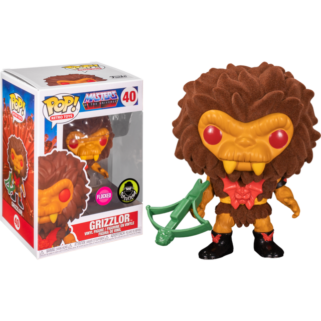 Grizzlor Flocked Funko Pop Vinyl Retro Toys Masters of the Universe Popcultcha Exclusive box and figure
