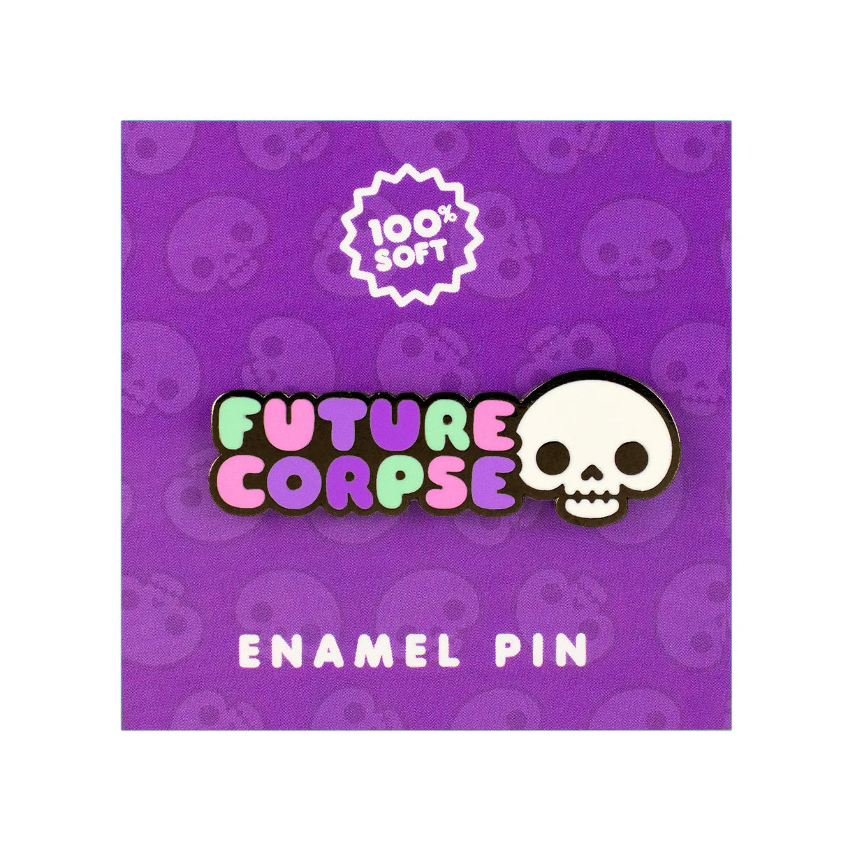 100% soft future corpse enamel pin on purple packaging card