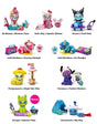 Tokidoki Galactic Cats x Hello Kitty & Friends blind box figure lineup with 8 designs.