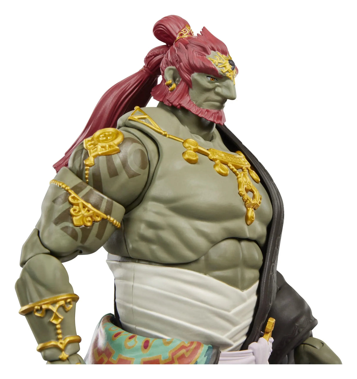 Close-up of the Ganondorf Tears of the Kingdom action figure showing detailed sculpt and armor.