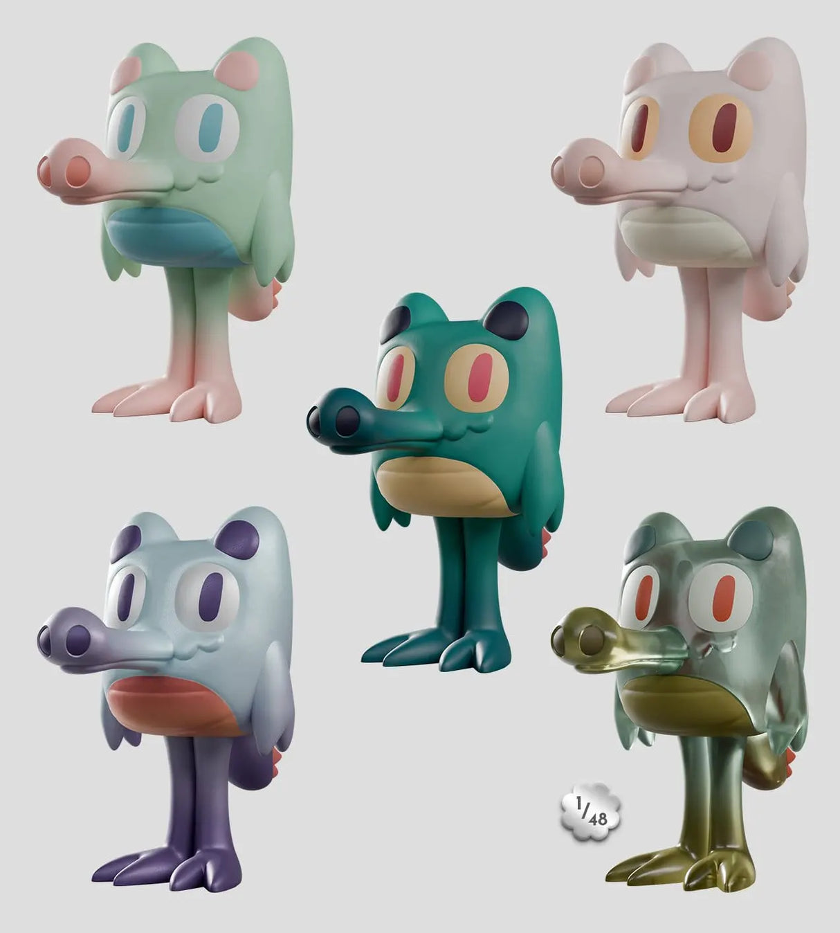 Gaz Blind Box collection with four regular gharial figures and rare 1/48 secret edition