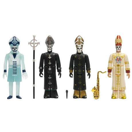 Ghost ReAction Blind Box collection featuring all four Papa Emeritus figures