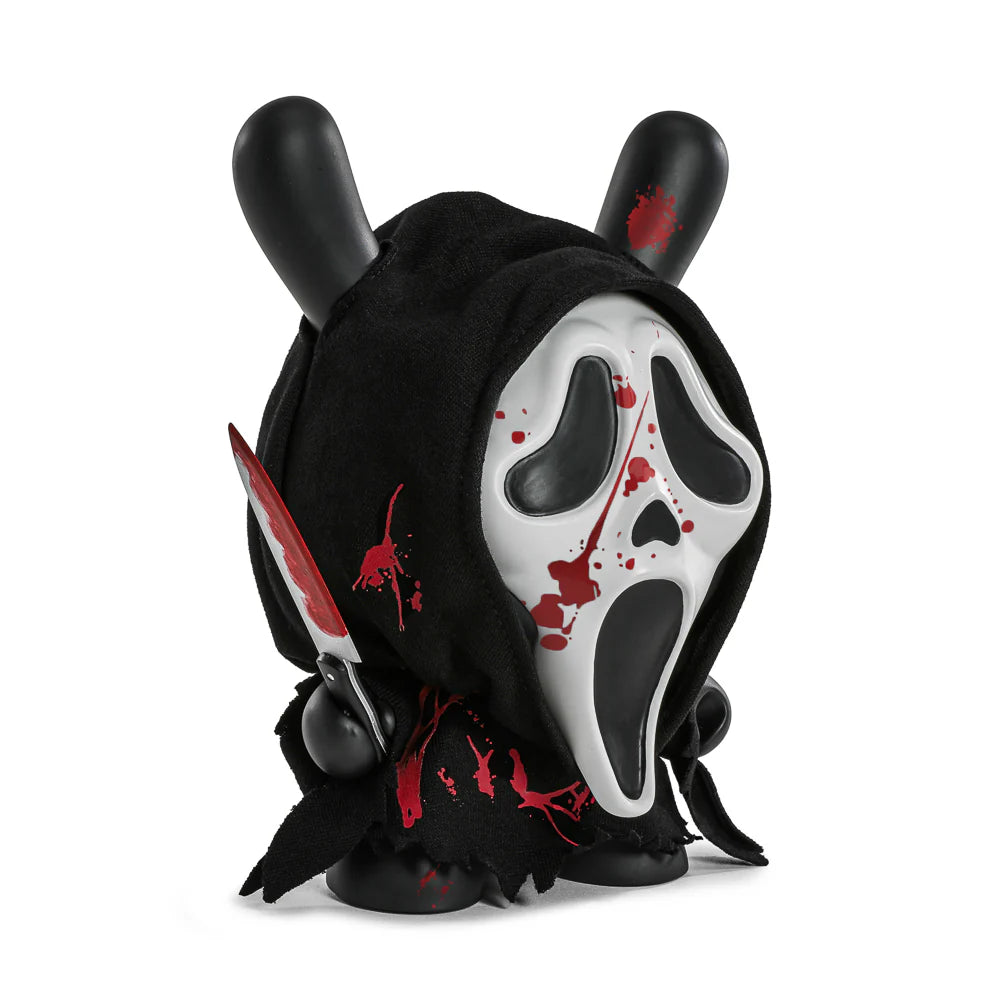 Ghost Face Dunny vinyl figure angled view showing bloody knife accessory