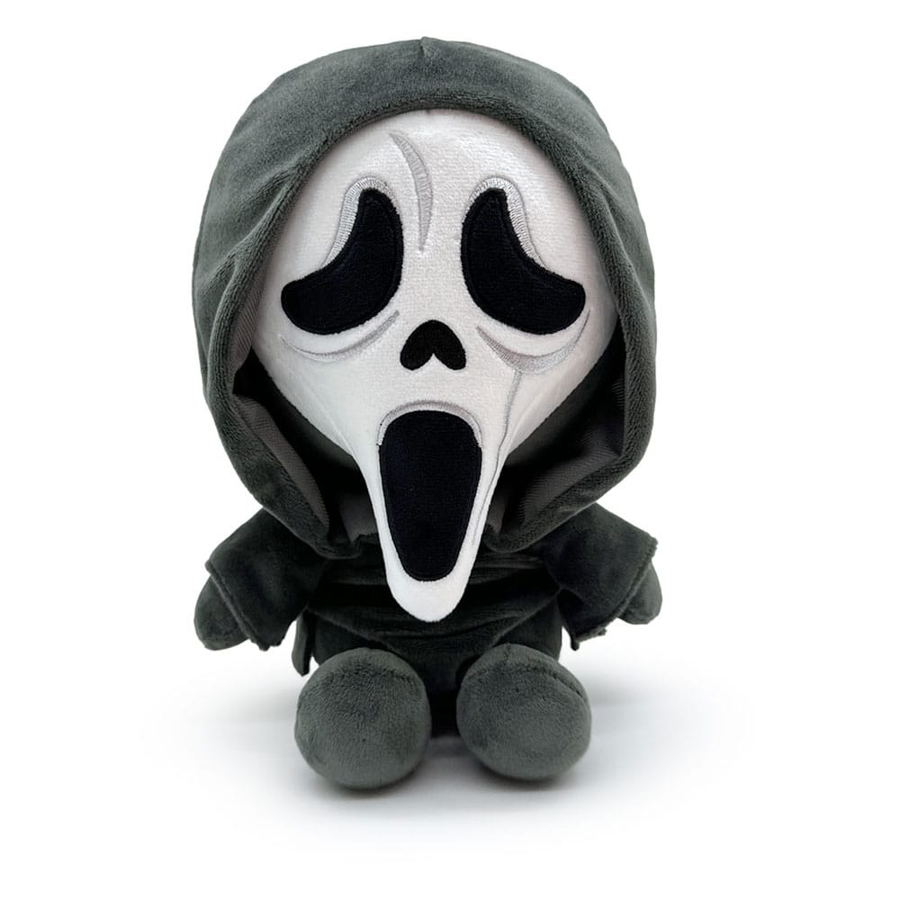 Ghost Face Scream plush figure sitting front view with iconic white mask and black robe