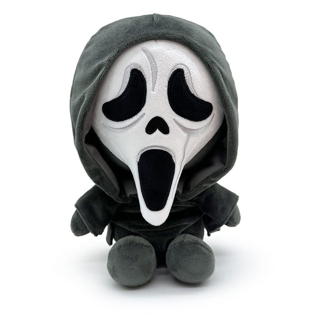 Ghost Face Scream plush figure sitting front view with iconic white mask and black robe