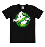 Ghostbusters Slime Logo T-shirt in black featuring dripping green slime on the classic No-Ghost emblem.
