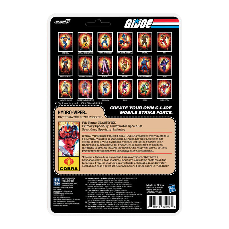 Hydro Viper (Comic) G.I. Joe ReAction+ Figure Wave 07 packaging back.