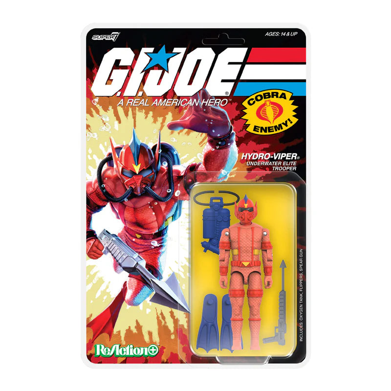 Hydro Viper (Comic) G.I. Joe ReAction+ Figure in retro blister packaging.