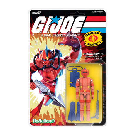 Hydro Viper (Comic) G.I. Joe ReAction+ Figure in retro blister packaging.