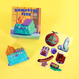 angled view of GlanderCo Dumpster Fire designer vinyl figure