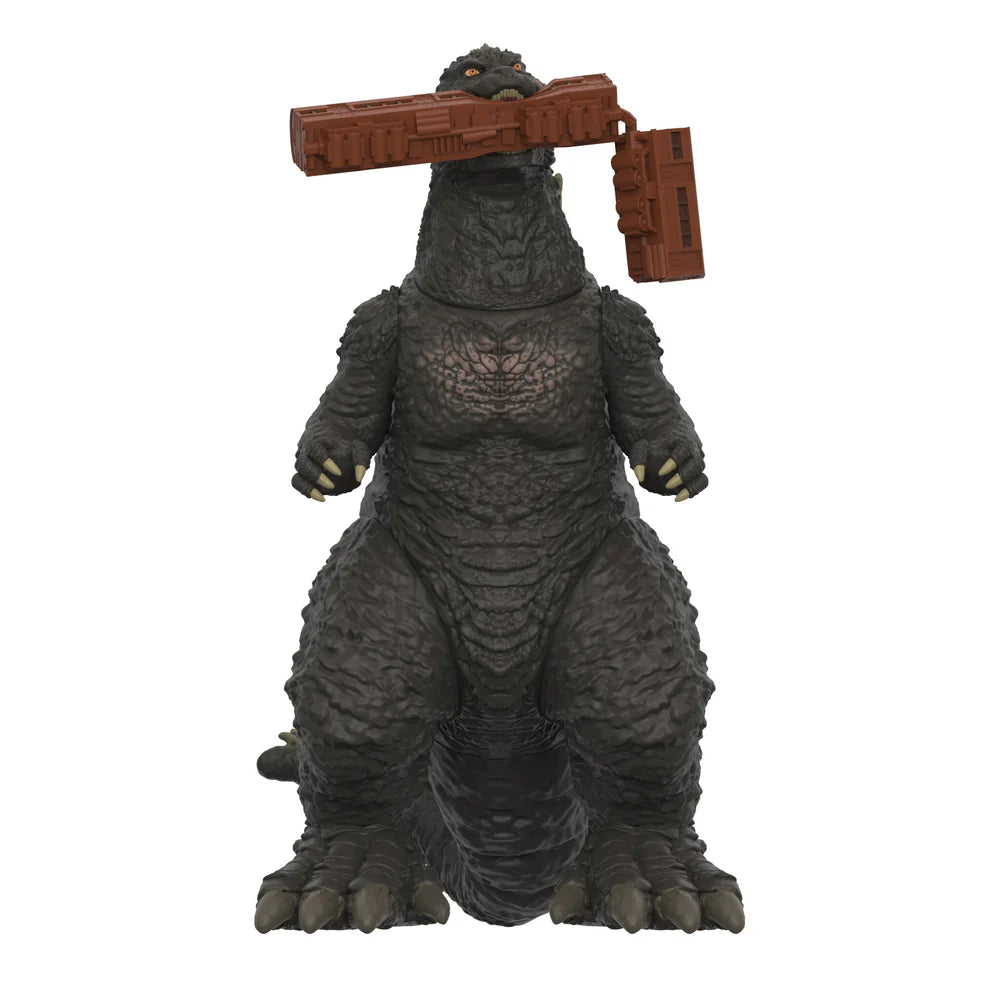 Train Biter Godzilla Minus One ReAction figure holding train car