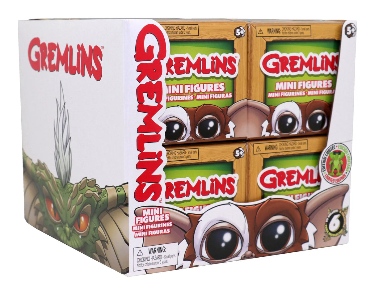 Gremlins Blind Box Wave 1 retail pack showing six individual blind boxes in display tray.