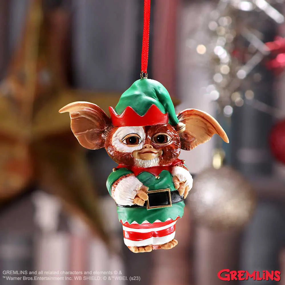 Gremlins Gizmo Elf Hanging Ornament displayed on a Christmas tree