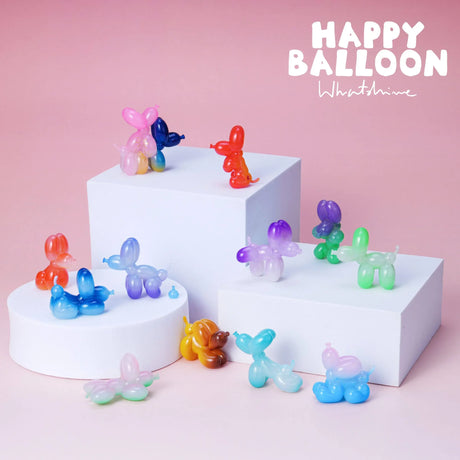 Happy Balloon Dog Series 2 Blind Box full collection display featuring colorful balloon dog designer figures