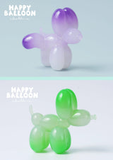 Green and aqua translucent balloon dog figure from the Happy Balloon Dog Series 2 Blind Box