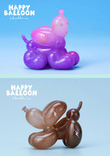 Blue gradient balloon dog and metallic rainbow balloon dog chase figure from the Happy Balloon Dog Series 2 collection