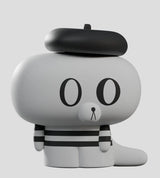 White Hard Stare Pierre resin designer figure with black beret