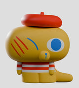 Yellow Hard Stare Pierre resin figure with red beret and striped shirt