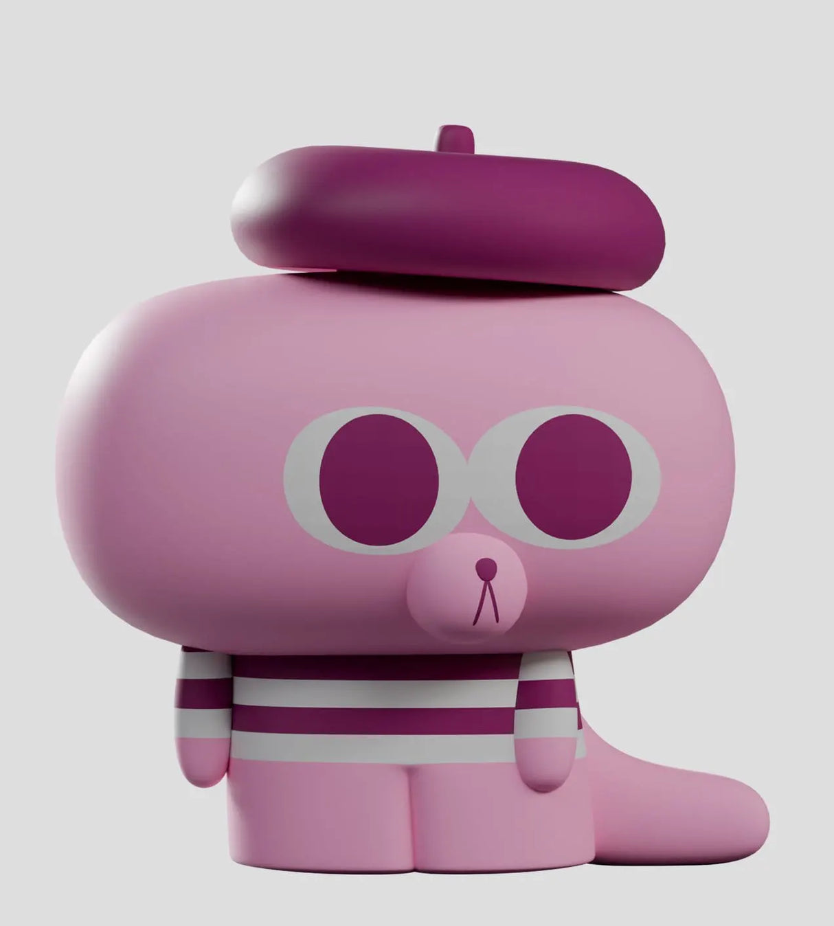 Pink Hard Stare Pierre resin collectible figure with purple beret