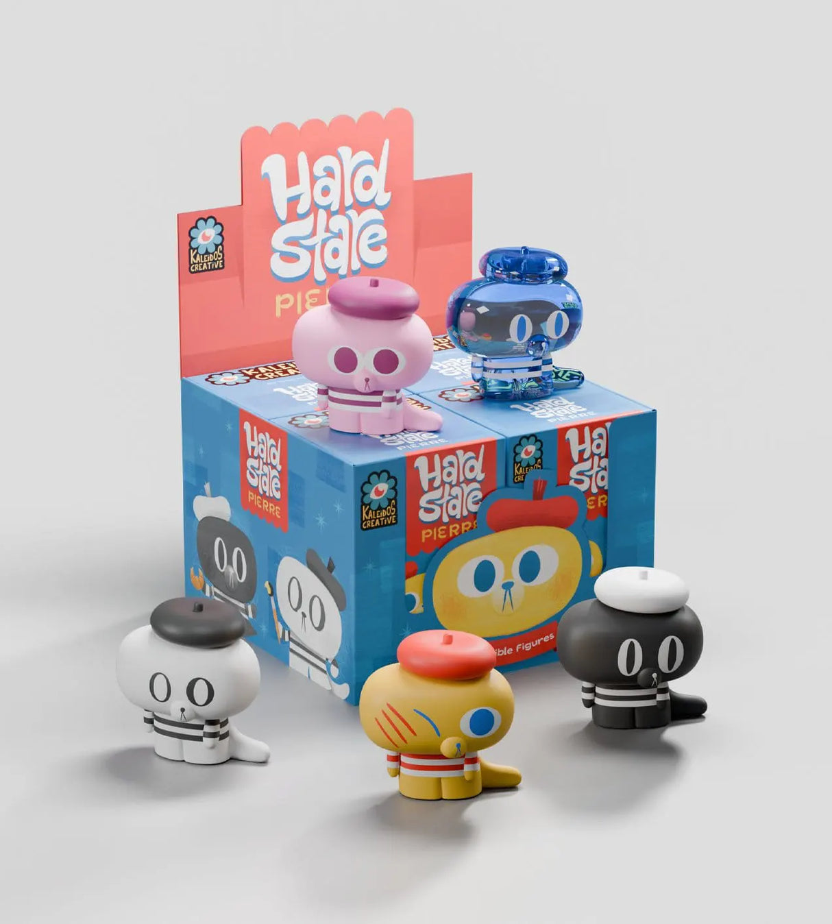 Hard Stare Pierre Blind Box collection with display case and figures