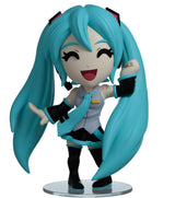 Hatsune Miku Youtooz vinyl figure front view with turquoise twin-tails and smiling chibi design