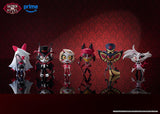 Hazbin Hotel vinyl figures posed against red background promotional image