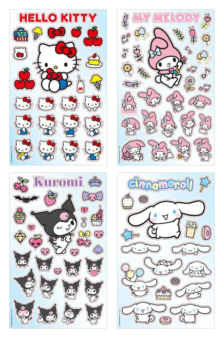 Sanrio Hello Kitty & Friends Basic Sticker Pack featuring 8 sticker sheets with Hello Kitty, My Melody, Kuromi, Cinnamoroll and classic Sanrio character stickers